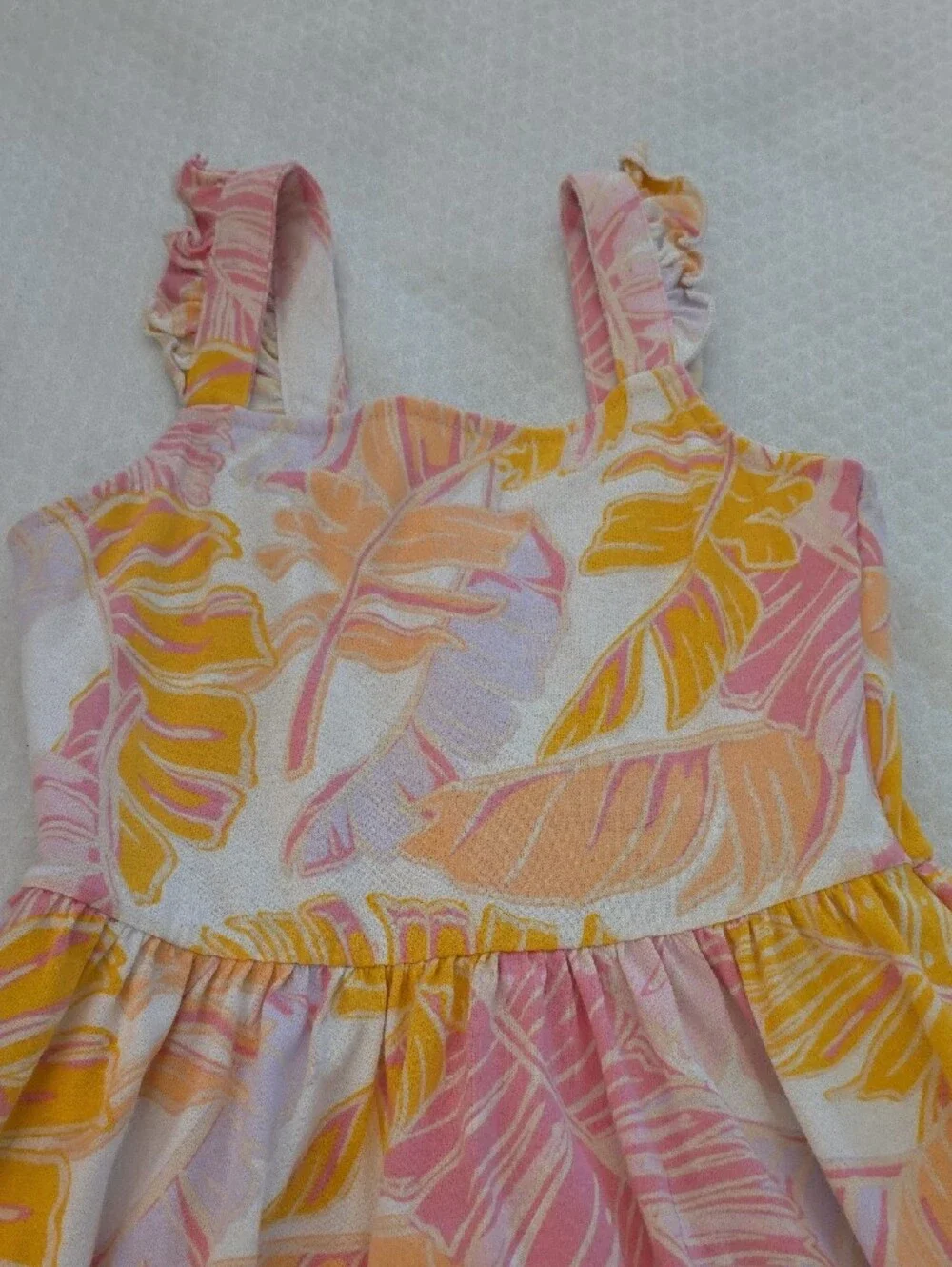 Cat & Jack Pink and Yellow Tropical Leaf Sundress